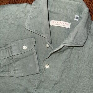 Luca Faloni Long Sleeve Button Up Shirt Men's 15.5 Medium Green 39 Italy